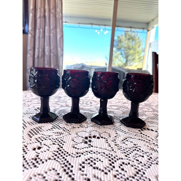 Vintage Avon Ruby Red Cordial Glasses – Cape Cod Collection, Set of 4 🍷 - Picture 1 of 7